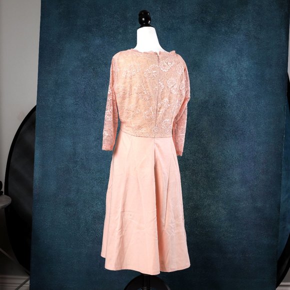 NWT Halcyeen | Pink Floral Lace-Bodice A-Line Dress - XL - Picture 4 of 6